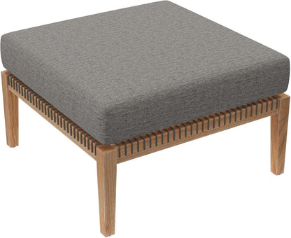 Modway Clearwater Outdoor Patio Teak Wood Ottoman in Gray Graphite