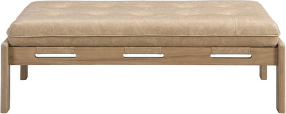 Merax 48.4" Rectangle Tufted Upholstered Cocktail Ottoman, Leather Ottoman Coffee Table, PU Leather Ottoman for Living Room, Bedroom, Office,Taupe Brown