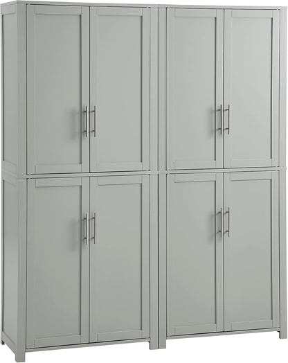 Crosley Furniture Savannah 2-Piece Pantry Storage Cabinet Set with Shelves, Kitchen, Dining, or Laundry Room, Gray