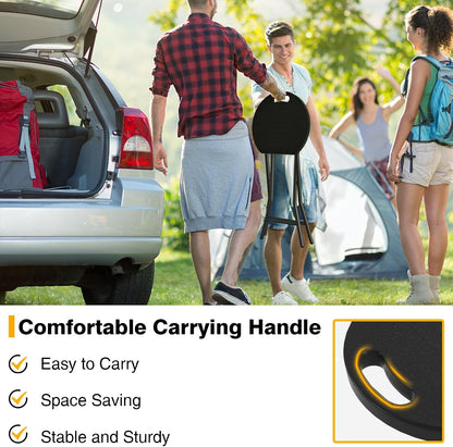 Portable Folding Chair with Handle, Heavy Duty Round Fold Stool Chair | 500lbs Capacity for Adults, 18 Inch Foldable Stool for Dorm, Kitchen, Vanity, Church and Outdoor use