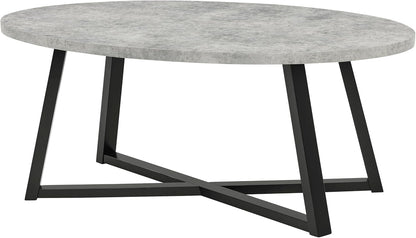Roundhill Furniture Modern Harmony 3-Piece Wood Oval Coffee Table Set, Gray
