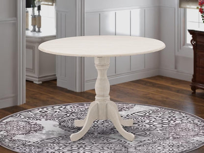 East West Furniture DMT-ABC-TP Dublin Kitchen Dining Table - a Round Wooden Table Top with Dropleaf & Pedestal Base, 42x42 Inch, Wirebrushed Buttercream | Kitchen