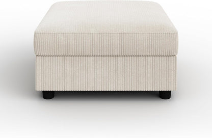 HONBAY Modern Corduroy Ottoman Module Sofa, Ottoman Bench with Storage, Beige