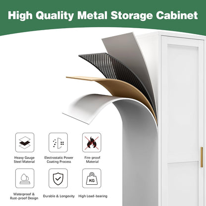 Bevivog Tall Bathroom Storage Cabinet, 67" Narrow Metal Storage Cabinets, Freestanding Tall Linen Cabinet, Slim Kitchen Pantry Cabinets with Shelves