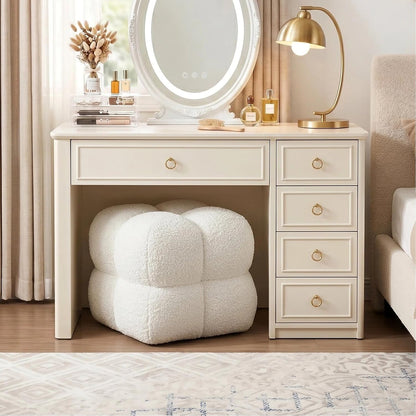 Zesthouse Square Pouf Ottoman Footstool, Modern Vanity Chair for Bedroom