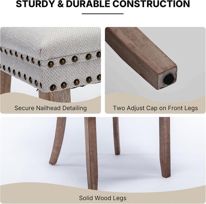 OVENTA Modern Tufted Upholstered Dining Chairs Set of 6, Beige Linen Dining Room Chair with Solid Wood Legs, Sillas de Comedor, Kitchen Chairs (Beige, Linen Set of 6)