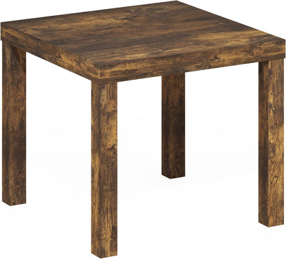 Furinno Classic Side Table, Square Modern End Table with 1.8" Triple Thick Tabletop, Simple Night Stand, Bedside Table, Toolless Assembly, for Living Room, Bedroom, Amber Pine