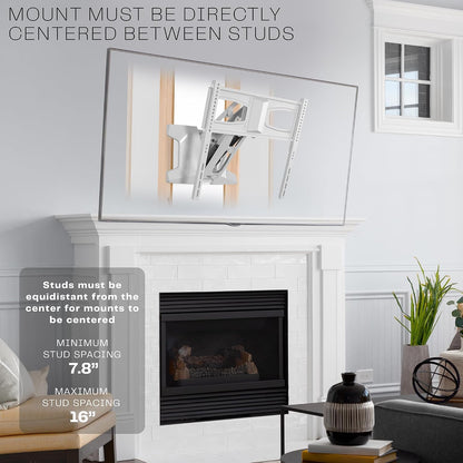 VIVO White Motorized TV Wall Mount for 37 to 70 in Screens, MOUNT-E-M070R-W | Height Adjustable, Above Fireplace, Electric Drop Down Mantel TV Mount with Remote Control, Holds 77 lbs