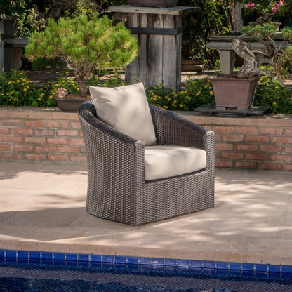 Saiveina Outdoor Aluminum Frame Wicker Swivel Chair (Old SKU N757P186009B)