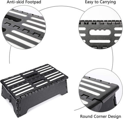 5 Inch Folding Step Stool with Non-Slip Mat. Made of Incombustible Plastic, Can Withstand Over 250 Pounds. Collapsible Step Suitable for Kitchen, Bathroom, Bedroom, Camping, Travel ect