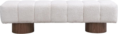 Christopher Knight Home Manila 64" Upholstered Ottoman Bench, Rectangular Dining Seat, Spacious Seating, Long Footstool, Boucle Dining Bench for Living Room Dining Room, No Assembly Needed, Beige