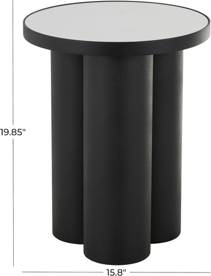 Deco 79 Metal Side End Accent Table End Table with White Marble Tabletop, Side Table 16" x 16" x 20", Black