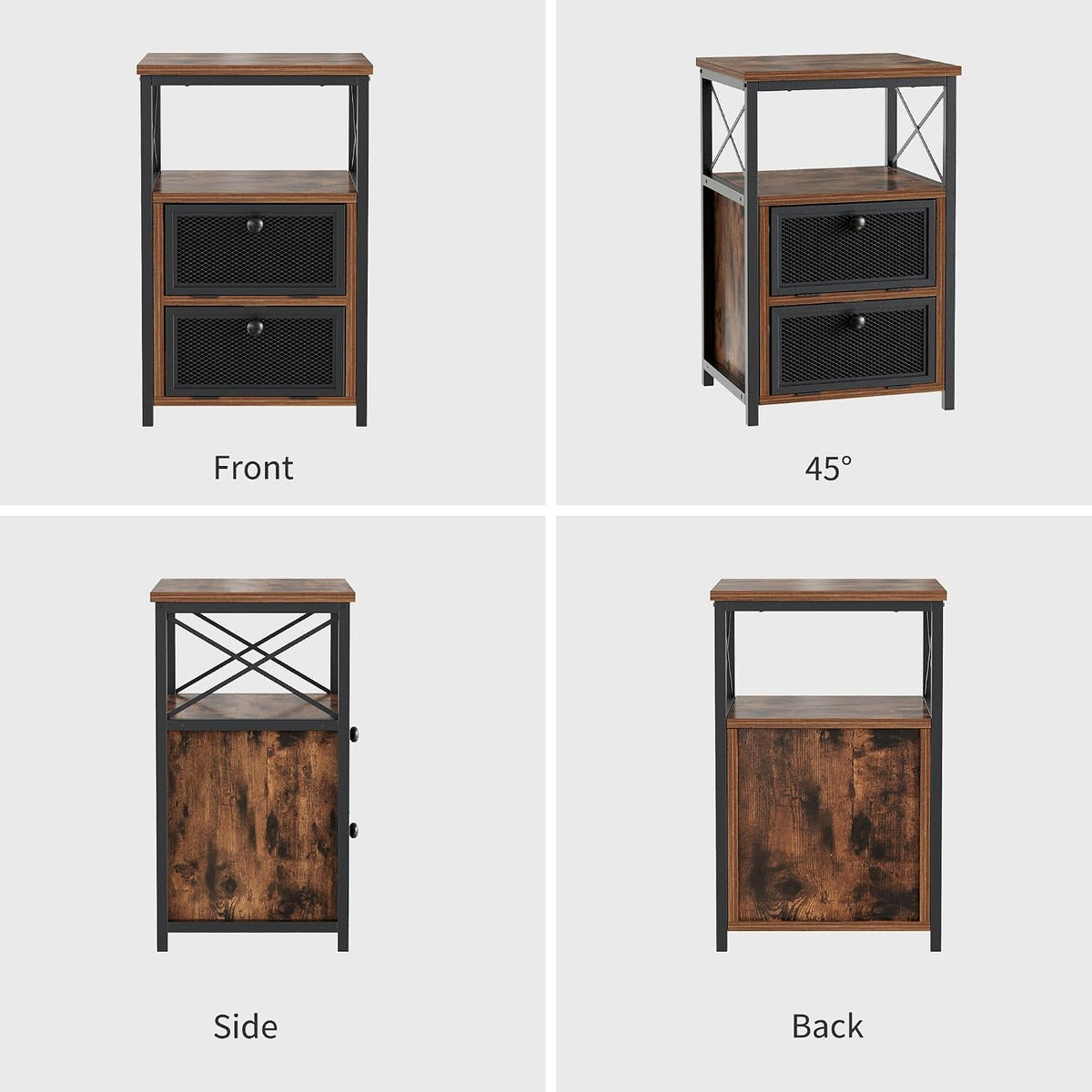 VECELO End Side Table, Modern Night Stand with Storage Space and Door, Set of 2 Nightstands for Living Room,Bedroom,Lounge, Brown