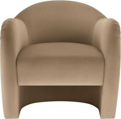 Modway Compose Barrel Chair with Performance Velvet Fabric in Taupe – Upholstered Accent Armchair with Curved Backrest – Cozy Lounge Chair for Reading – Round Comfy Single Sofa Club Chair