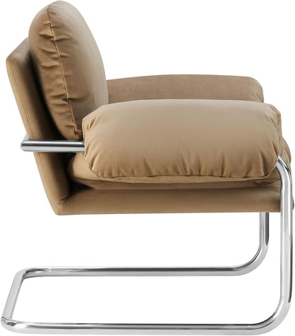Modway Ansel Performance Velvet Accent Chair in Taupe - Stain-Resistant Velvet Lounge Chair for Living Room, Bedroom - Corner Reading Chair with Arms and Removable Cushions