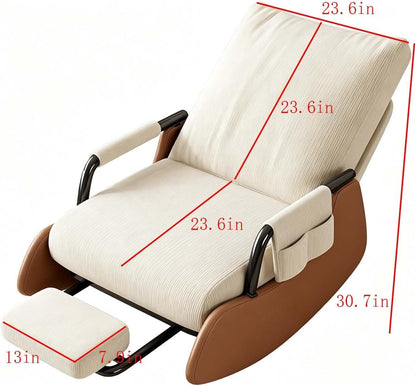 Foldable Indoor Rocking Chair with Detachable Footrest | Adjustable Recliner Rocker Chair