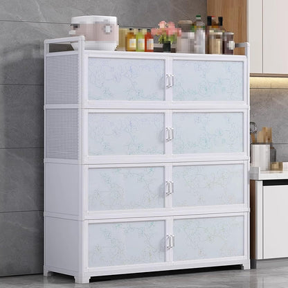 Kitchen Cabinets Ecofriendly Aluminum Composite Panel + Tempered Glass 9cm Height Enhancement Guardrail, for Kitchen Dining Living Room Bathroom(50 * 33 * 76cm)
