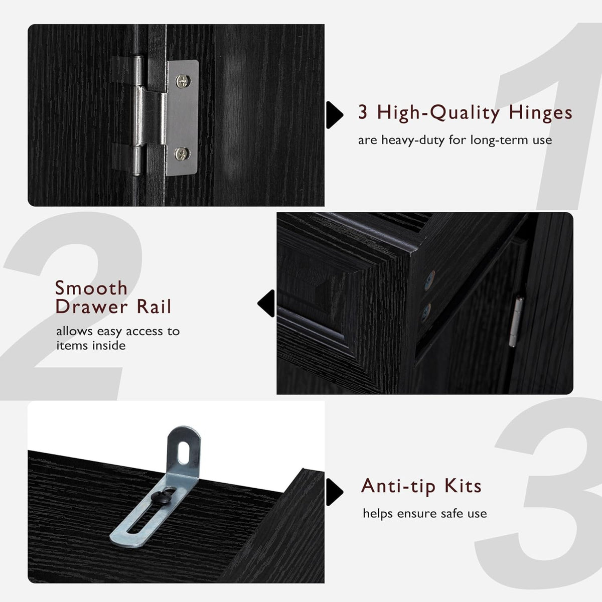 Virubi 71" Tall Kitchen Pantry Cabinet with 3 Pull Out Cabinet Organizers, Farmhouse Embossed Texture Storage Cupboard with Door Shelves, Adjustable Shelves, Anti-Tip Kit for Kitchen & Dining (Black)