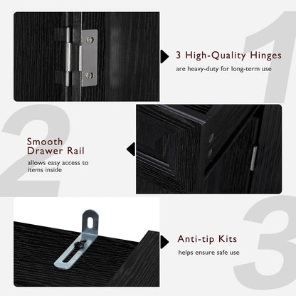 71" Tall Kitchen Pantry Cabinet, Freestanding Pantry Storage Cabinet with 3 Pull Out Organizers, 6 Door Shelves & 2 Drawers, Farmhouse Embossed Texture Cupboard for Kitchen, Dining Room, Black