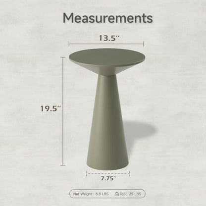 COZAYH Small Pedestal End Table Round Farmhouse Martini Table Wood Plant Stand Rustic Drink Table for Small Space Living Room, Sage Green