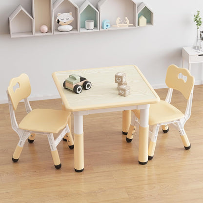 IDEALHOUSE Adjustable Height Kids Table and 2 Chairs Set – Writable Whiteboard Top, Non-Slip Legs, Easy to Clean, Ideal for Toddlers and Children Ages 2-10, Multi-Activity Table for Home, Nursery,