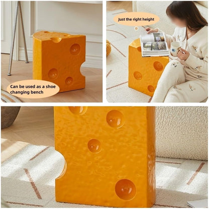 Coffee Table Cheese-Shaped Triangle Resin Side Table Multifunctional Sofa Stool Nightstand for Small Living Room Practical(Dark Yellow,L)
