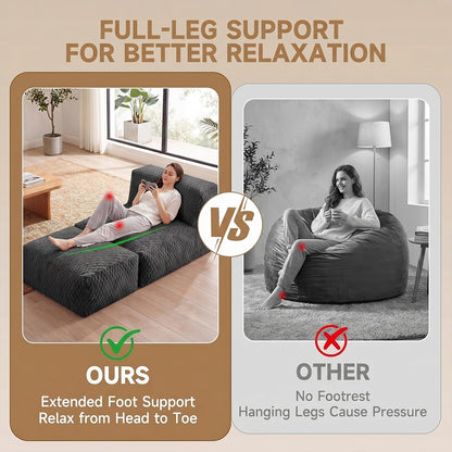 Bean Bag Chair for Adults, Plush Beanbag Sofa Couch with Memory Foam Filler, Machine Washable Cover, Comfy Lounge Chair for Small Spaces, Reading, Gaming, Living Room & Bedroom Black