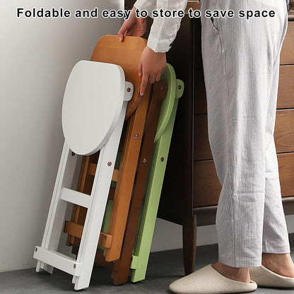 SAZDFY Folding Wood Barstools,Kitchen Counter Height Stool Portable Bar Stool with Footrest,Collapsible Stool Chair for Home Breakfast Party,No Need to Install,White,35x29x62cm