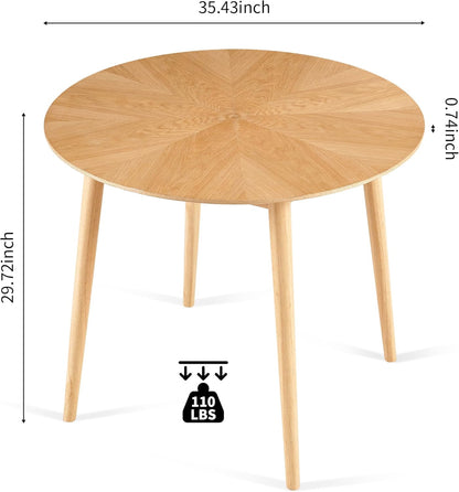 35'' Round Dining Table Set for 4 with Chairs, Mid Century Modern Round Kitchen Table and Chairs Set for Small Space, Compact Dining Table for Apartment Breakfast Nook - Dark Grey