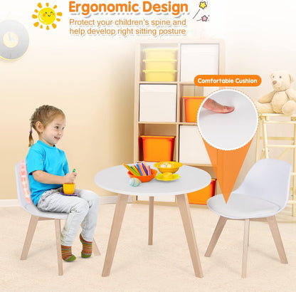 KOTEK Kids Table and Chair Set, Kids Activity Table and 2 Chair with Padded Seat for Ages 3-8, Toddler Table Set for Playroom, Kindergarten, Bedroom
