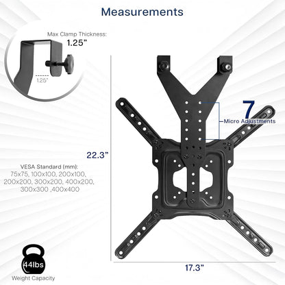 VIVO TV Hanger Bracket for 24 to 55 inch Flat and Curved Screens, Light Weight Steel Design, Height Adjustable Cross Bar, Loft Bed, Thin Door TV Mount, Max VESA 400x400, Black, MOUNT-TV01LB