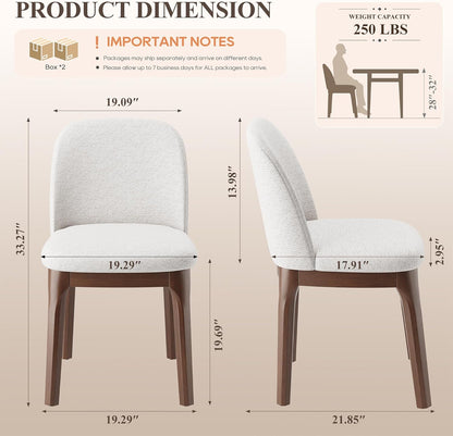MALOL Wooden Dining Chairs Set of 4, Upholstered Kitchen & Dining Room Chairs with Thickened Wooden Legs, Farmhouse Side Chairs, Beige