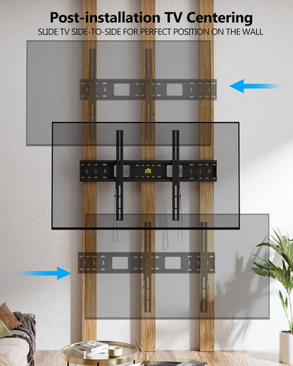 FORGING MOUNT Heavy Duty Fixed TV Wall Mount Holds up to 275Lbs for 50-120 inch TVs 3-Stud Low Profile TV Mount Ultra Slim Universal Bracket Fits 16"/18"/24" Studs MAX VESA 900x600mm- Easy DIY Install