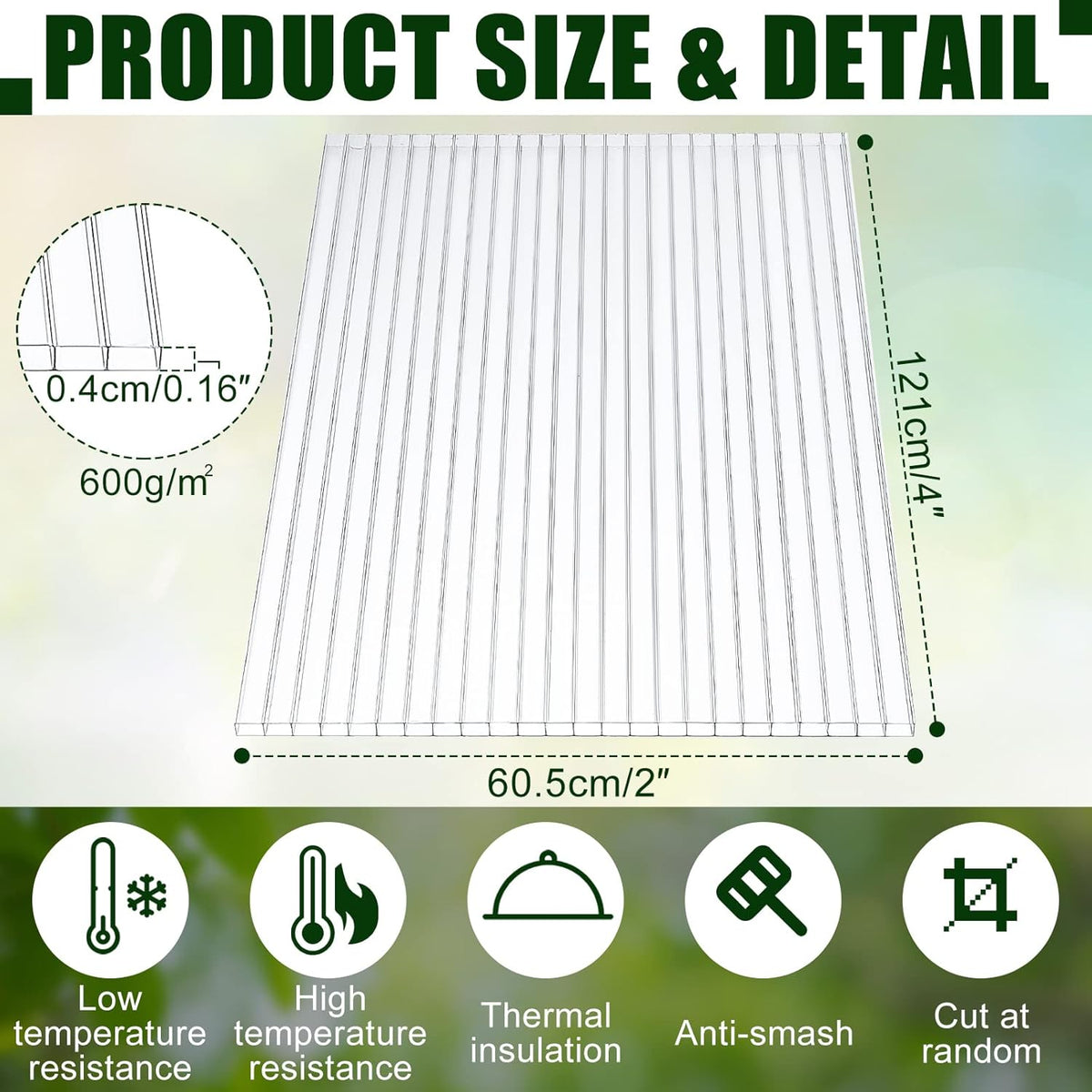 Tatuo 36 Pack 4' X 2' X 0.16'' Polycarbonate Greenhouse Panels Polycarbonate Sheets Twin-Wall Roof Panels Waterproof UV Protected Clear Corrugated Plastic Roofing for Greenhouse Replacement