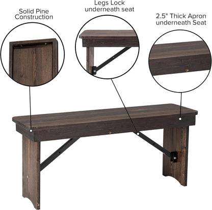 Taylor & Logan Ingles 40'' x 12'' Mahogany Solid Pine Folding Farm Bench