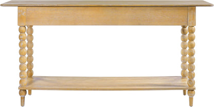 Christopher Knight Home Zeka Narrow Console Table with Storage, Wood Entryway Table with 2 Drawers and 1 Bottom Shelf, Retro Display Table with Unique Spherical Legs for Hallway, Living Room, Natural