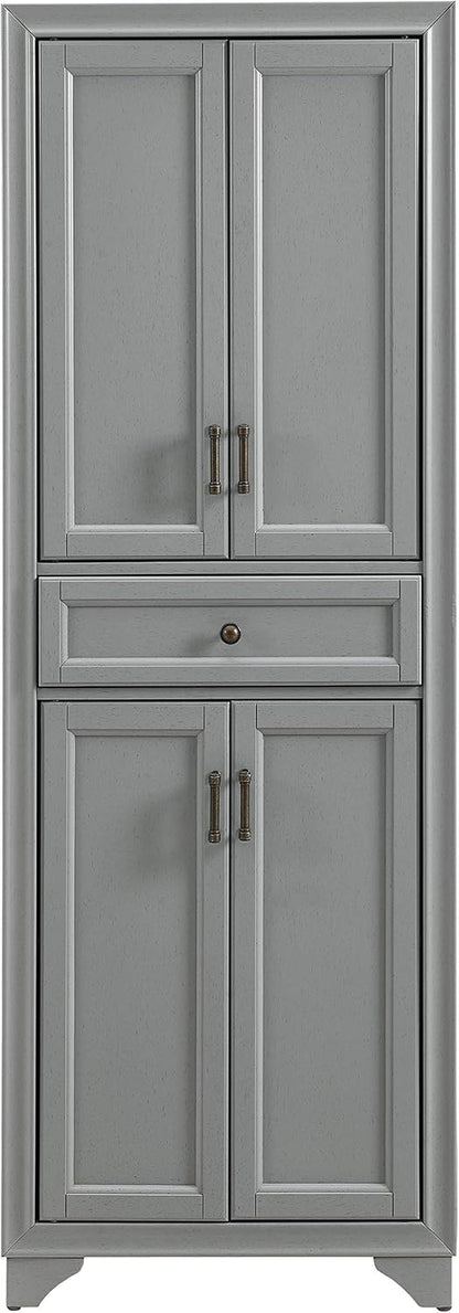 Crosley Furniture Tara Pantry Storage Cabinet with Shelves, Kitchen, Dining, or Laundry Room, Distressed Gray
