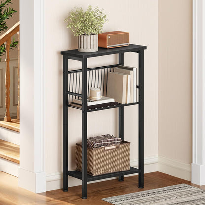 HOOBRO 15.7" Narrow Console Table for Small Space, 3 Tier Entryway Table with Adjustable Shelf, Behind Couch Table, Sofa Table, for Entryway, Hallway, Living Room, Black BB41XG01