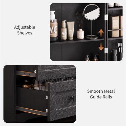 72" Farmhouse Pantry Cabinet, Large Wood Kitchen Storage Cabinet with 2 Sliding Barn Doors & 3 Drawers, Adjustable Shelves, Particle Board for Dining Room, Bathroom, Living Room (Black)