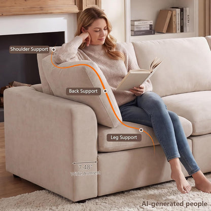 KIVENJAJA 130.3" Oversized Modular Sectional Cloud Sofa Couch, Beige