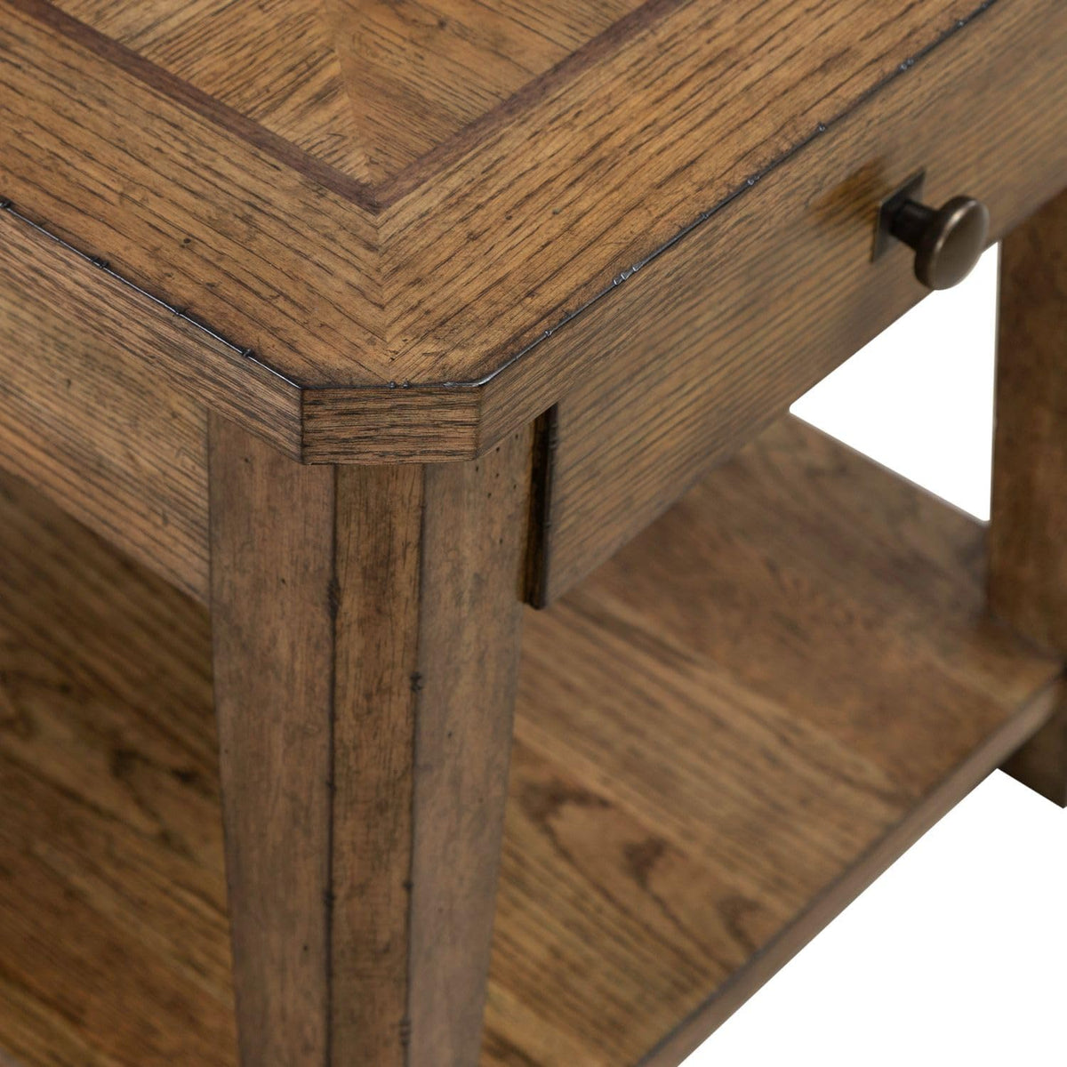 Liberty Furniture Carolina Park End Table for Living Room - Amber Brown Oak