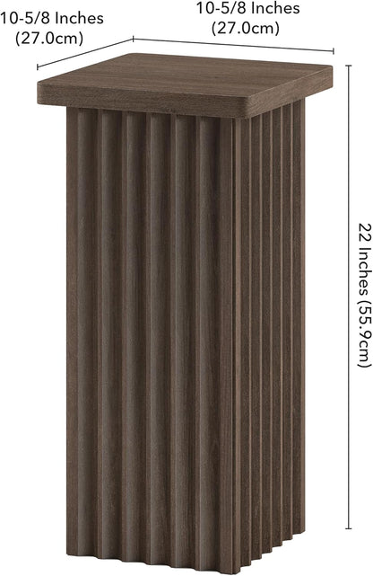 Henn&Hart 11" Fluted Modern Square End Table, Ribbed Side Table, Nightstand for Living Room, Office, Family Room, or Bedroom, Heritage Oak