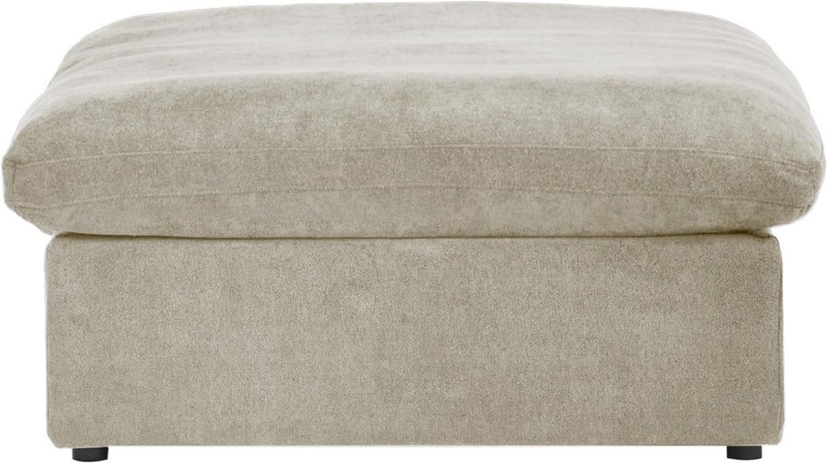 JACH Storage Ottoman for Living Room, Cushion Cover Removable, Minimalist Footstool, Breathable Storage Ottomans for Living Room Apartment (Khaki)