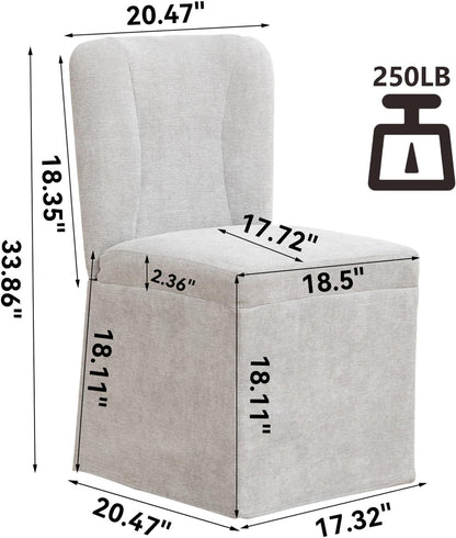 cinkehome Upholstered Dining Chairs Set of 4, Modern Kitchen Chairs with Padded Back, Armless Side Dining Room Chair with Metal Legs (Light Grey, Linen Fabric)