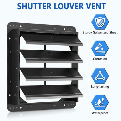 16 Inch Aluminum Automatic Shutter Louver Vent (No Fan Blades and Motor) for Home Attics, Workshops, Barn, Greenhouse
