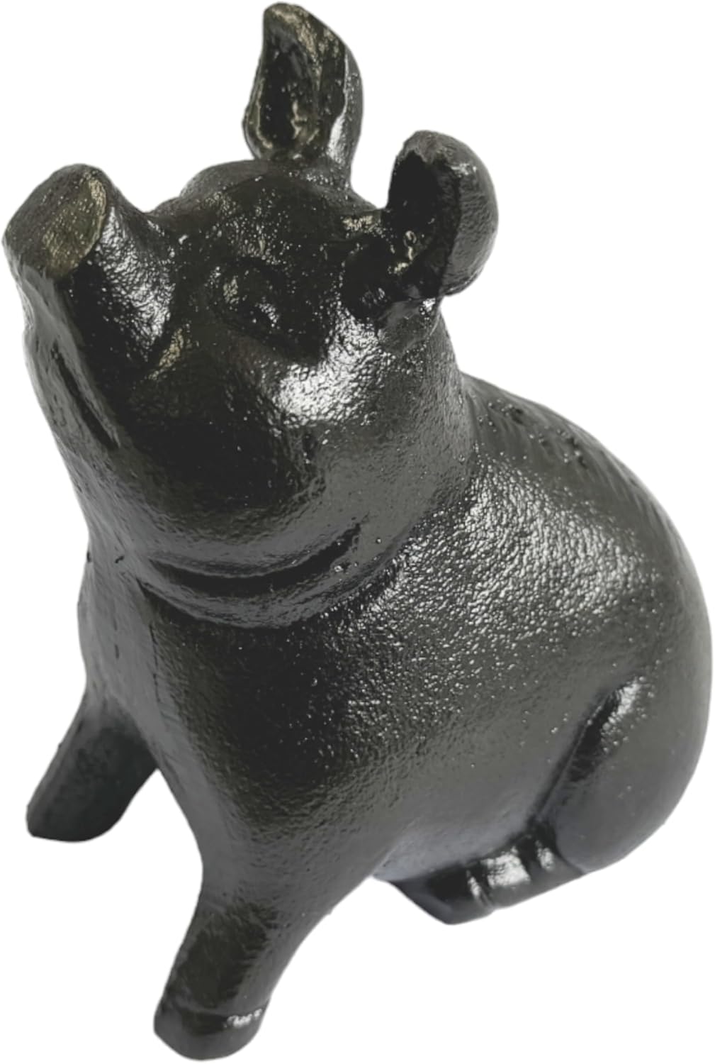 NACH Cast Iron Pig Statue - Sitting Pig, Rustic Garden Sculpture, Black Door Stop/Paperweight, JS-90-7151