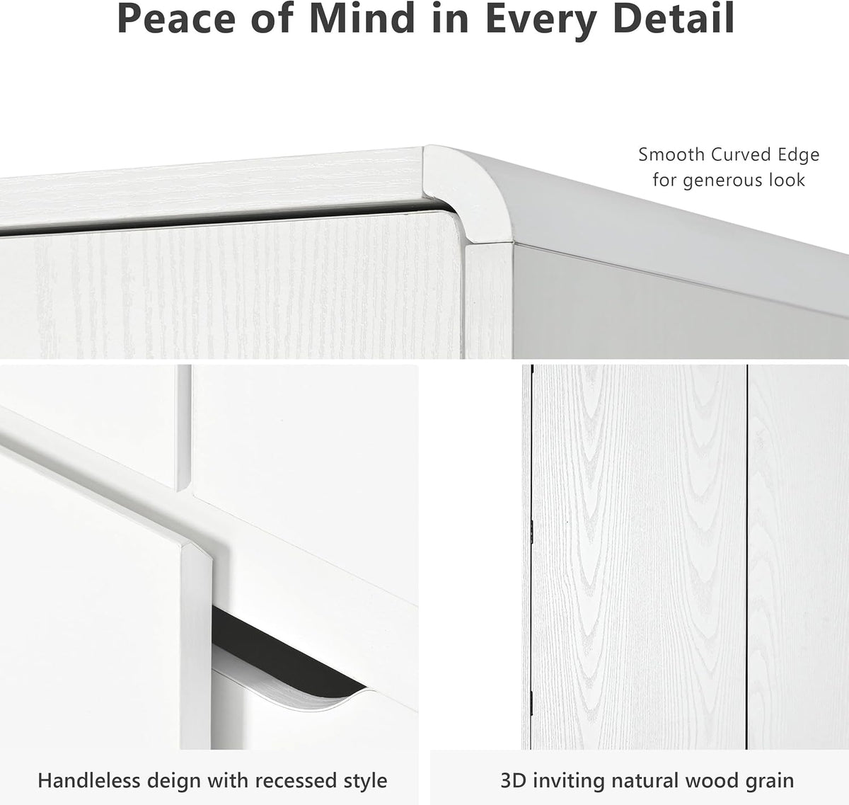 72" Tall Farmhouse Kitchen Pantry Cabinet with 8 Door Shelves, Curved Design Storage Cabinet with 3 Adjustable Shelves, Hidden Drawer, Versatile Cupboard for Kitchen, Dining & Bathroom, White