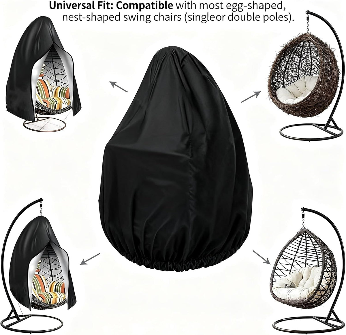 Heavy-Duty 210D Oxford Swing Cover-Waterproof UV-Resistant and Windproof Hammock with Drawstring(Nozipper(115cm*190cm))