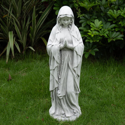 Outdoor Virgin Mary Statue, Large Garden Sculptures for Outside, Tall Praying Mother Religious Decorations for Home Yard Patio Lawn Hallway Decor, Grey
