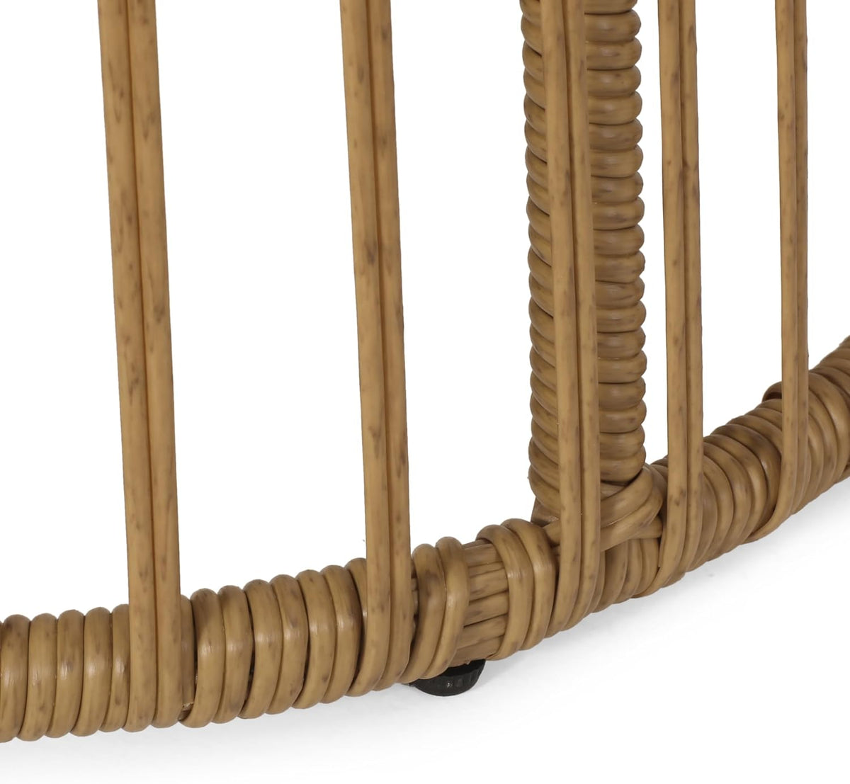 Boho Style Polyethylene Rattan Side Table, Cage Frame Structure with Tightly Wrapped Handcrafted Wicker